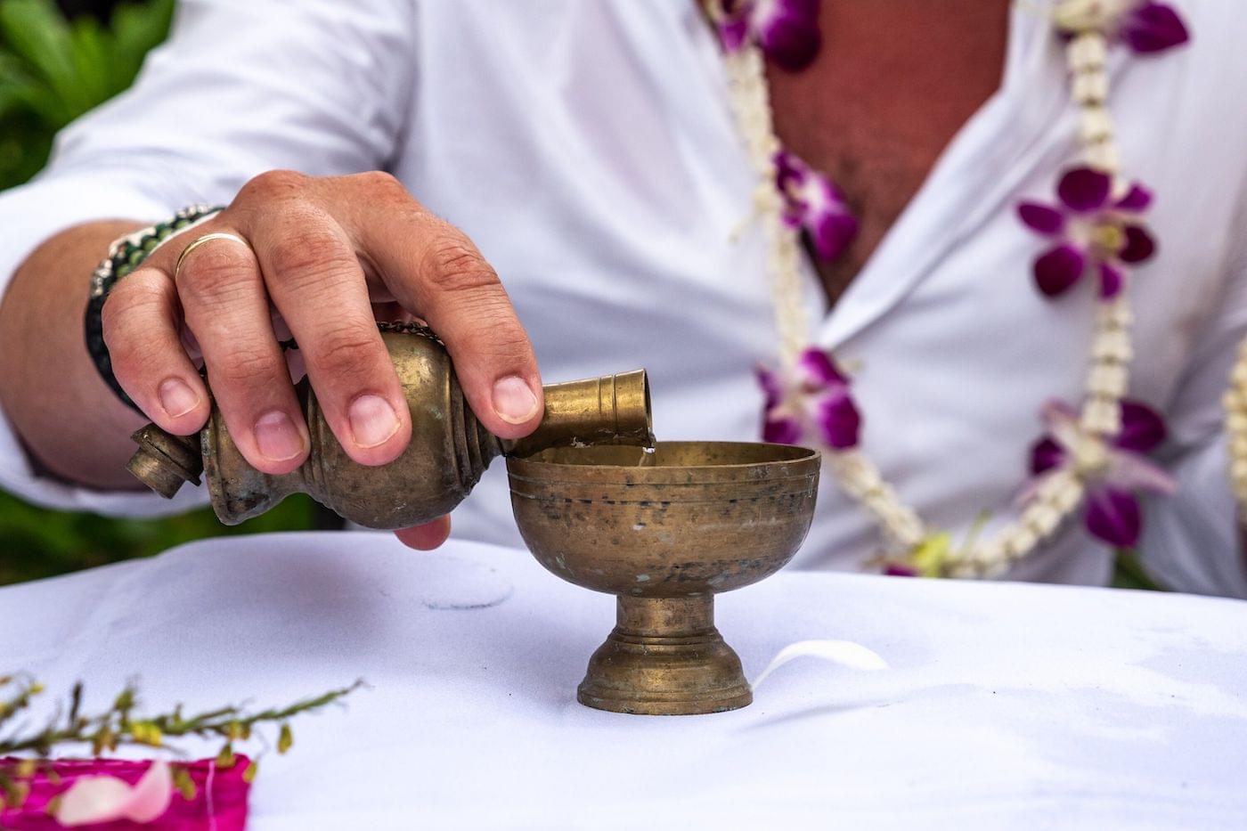Ornate wedding drink on beach